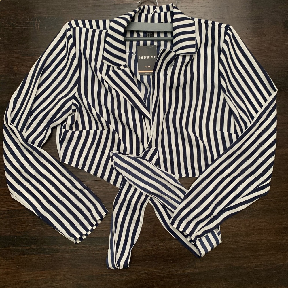 Striped Tie Front Crop Top